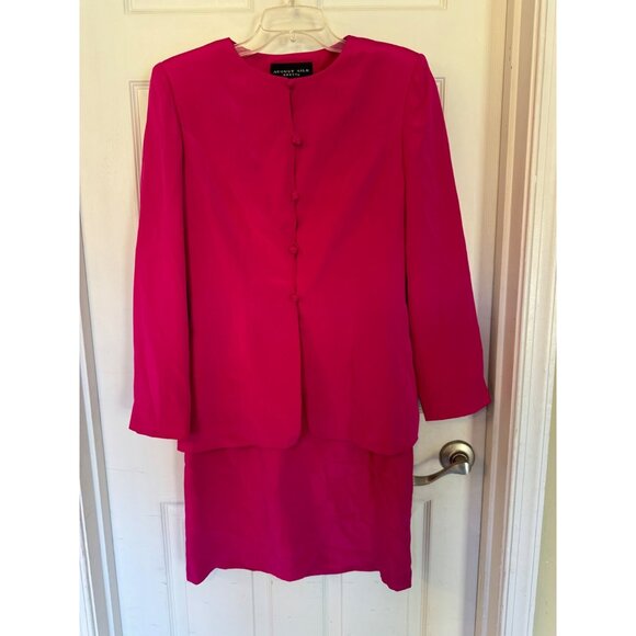 Vintage August Silk Sheath Dress Suit Set Fuchsia  Pink Professional Office 8 - Picture 14 of 14